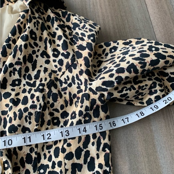 Vtg 2000s Y2K Forever 21 leopard print trench coat cream brown size small - Picture 3 of 6